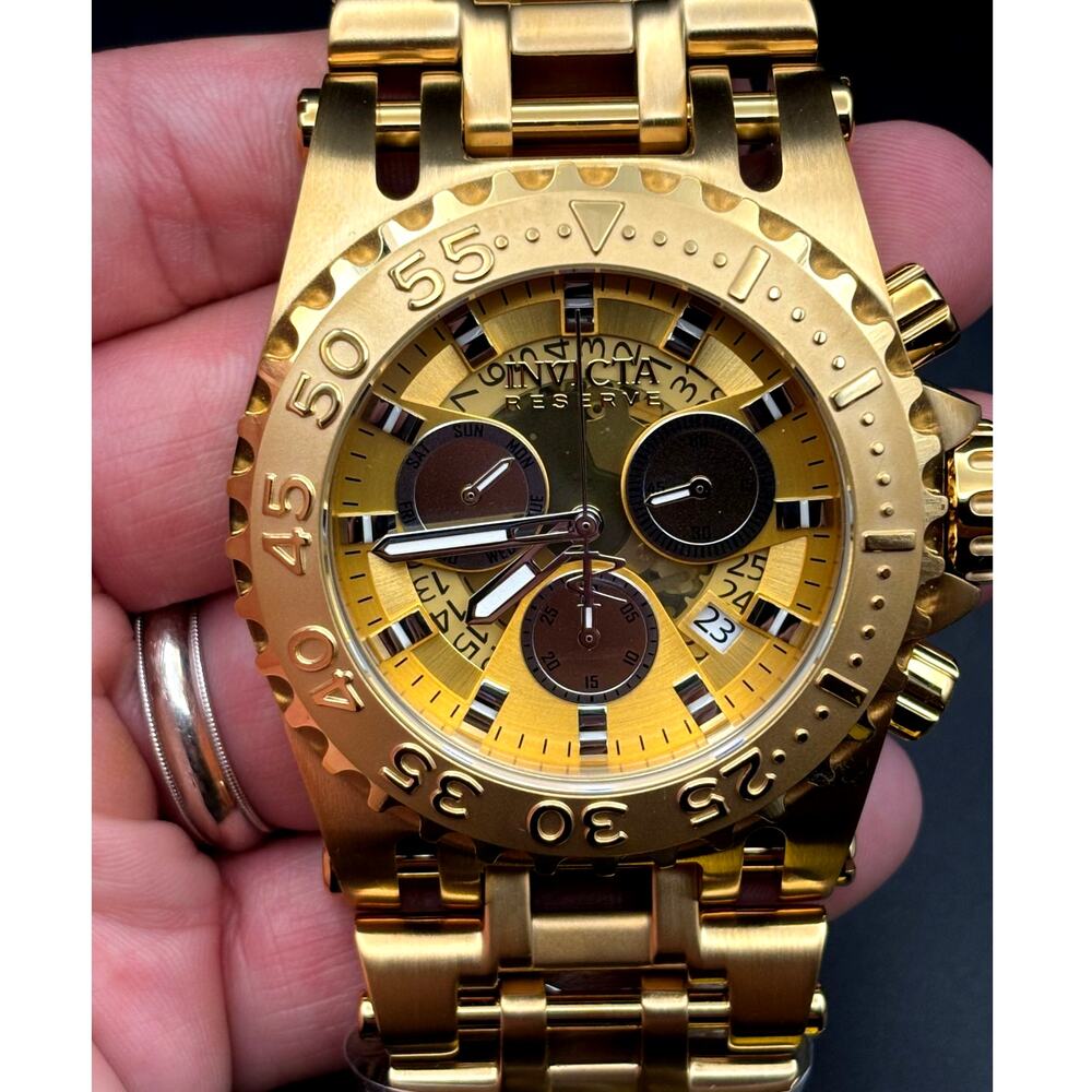 Invicta 45932 Mens Reserve Chaos Swiss Ronda Chrono Gold Tone Stainless Steel